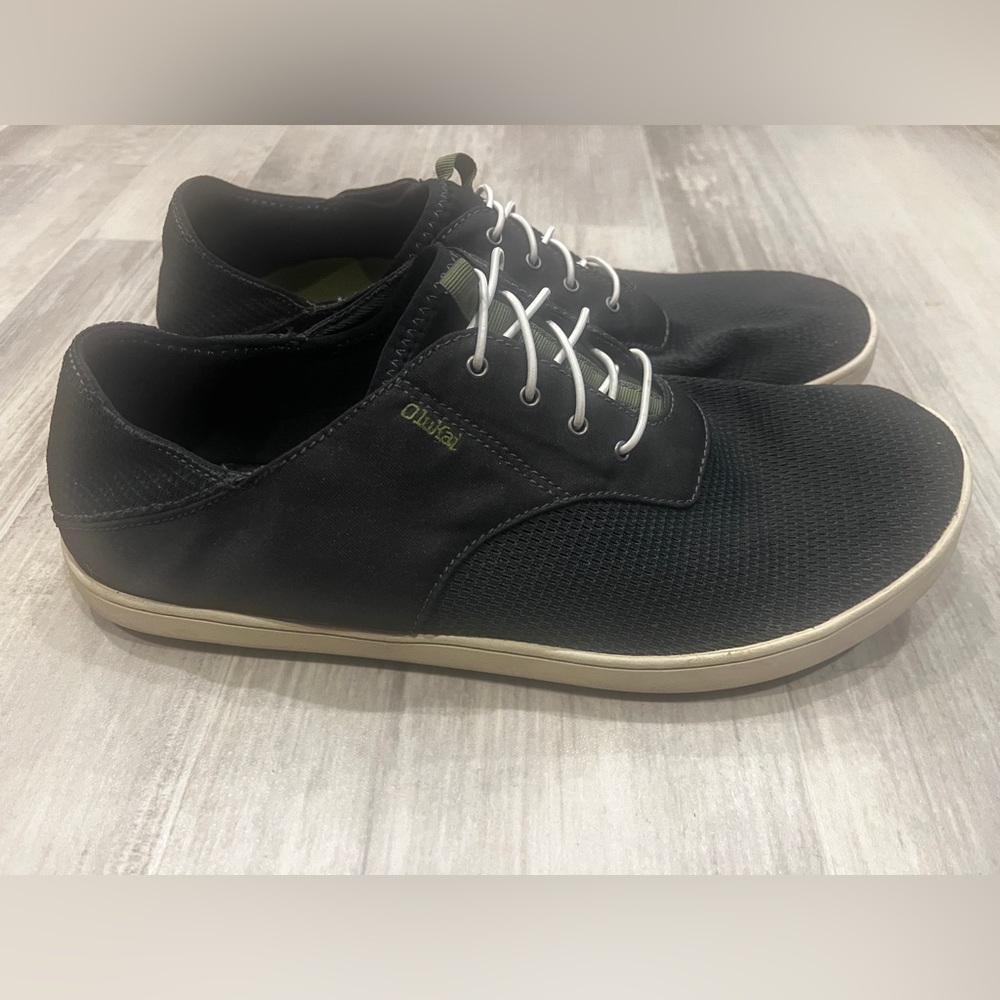 Olukai Nohea Moku Mens’s 12 Boat Shoe Slip-On Black 10283-OXOX Loafer Comfort